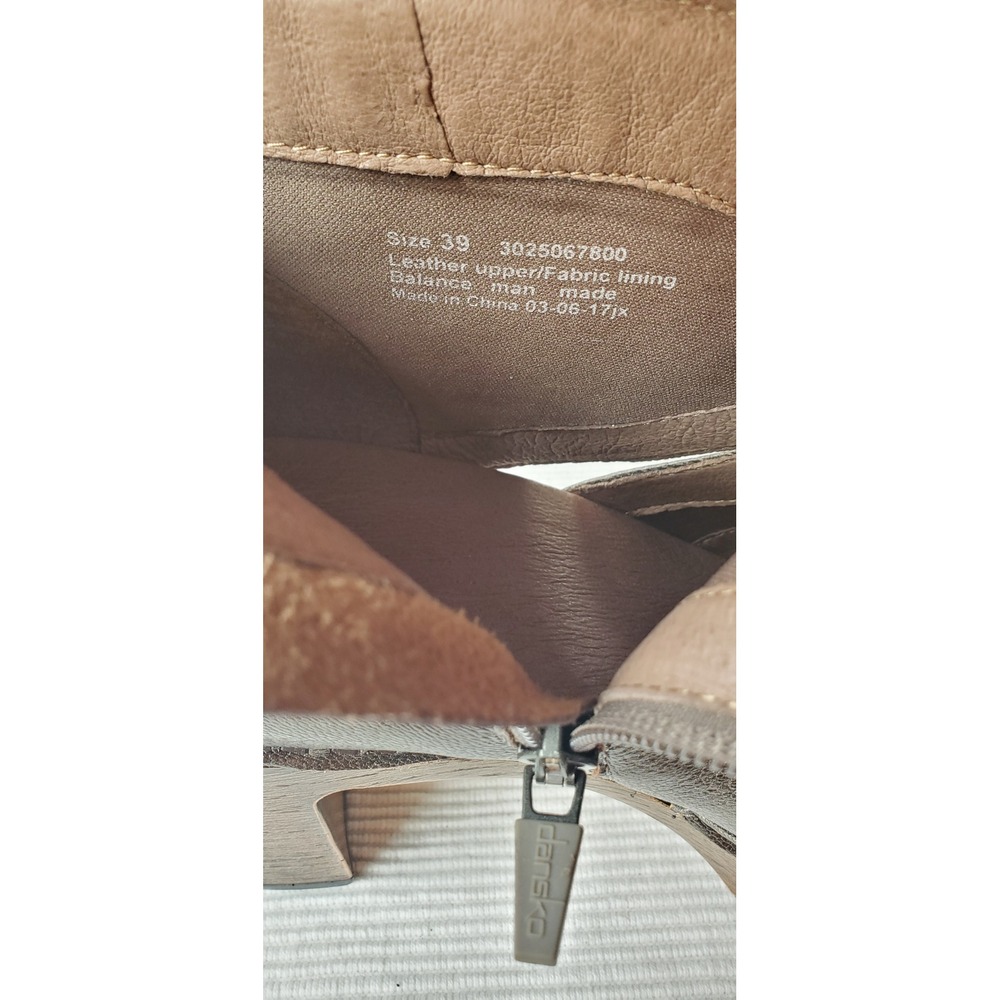 Dansko Delphina Leather Peep Toe Cutout Ankle Booties Bronze Pewter Size 39 - Picture 7 of 7